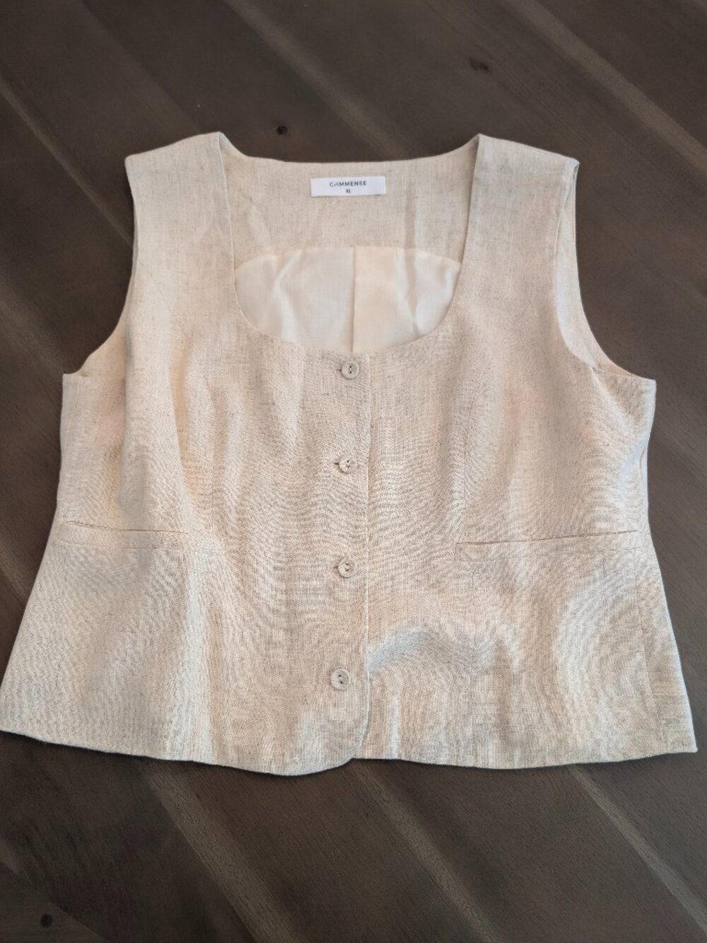 Commense Linen Blend Vest & Shorts Set | Cream | XL (US 12) | Like New